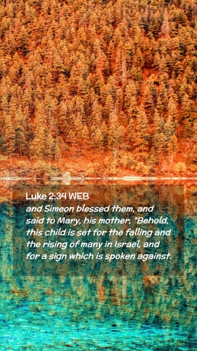 Picture 02 - Luke 2:34 WEB Mobile Phone Wallpaper - and Simeon blessed them, and said to Mary, his - Mobile Bible Verse Wallpaper