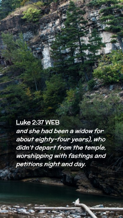 Picture 02 - Luke 2:37 WEB Mobile Phone Wallpaper - and she had been a widow for about eighty-four - Mobile Bible Verse Wallpaper