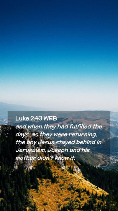 Picture 02 - Luke 2:43 WEB Mobile Phone Wallpaper - and when they had fulfilled the days, as they - Mobile Bible Verse Wallpaper
