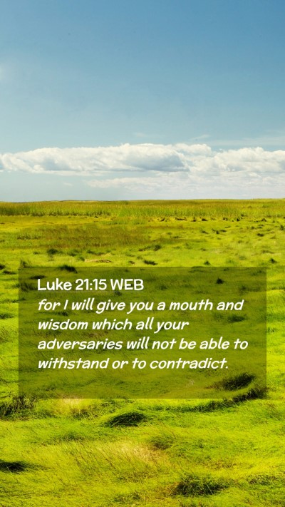 Picture 02 - Luke 21:15 WEB Mobile Phone Wallpaper - for I will give you a mouth and wisdom which all - Mobile Bible Verse Wallpaper