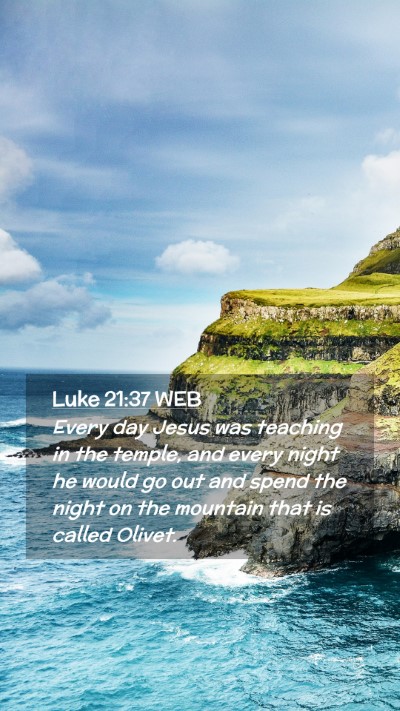 Picture 02 - Luke 21:37 WEB Mobile Phone Wallpaper - Every day Jesus was teaching in the temple, and - Mobile Bible Verse Wallpaper