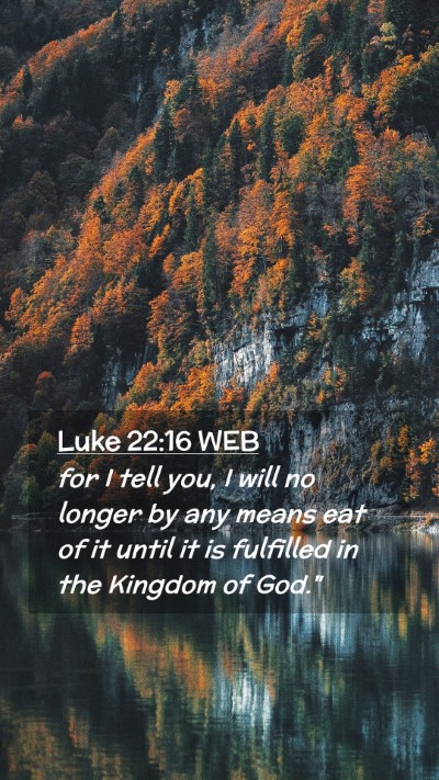Picture 02 - Luke 22:16 WEB Mobile Phone Wallpaper - for I tell you, I will no longer by any means eat - Mobile Bible Verse Wallpaper