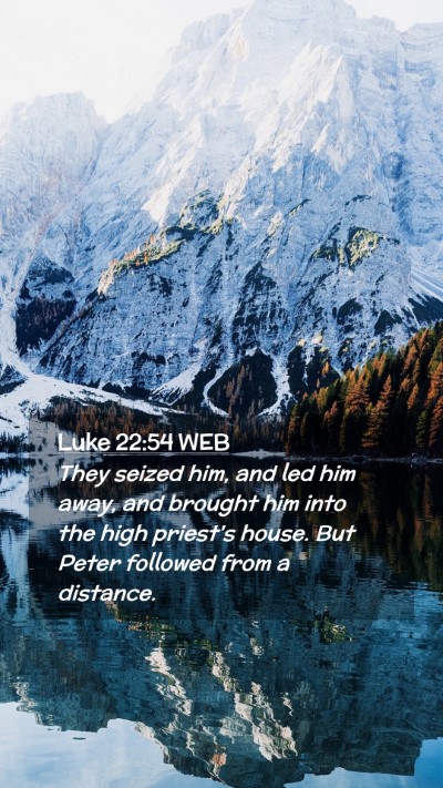 Picture 02 - Luke 22:54 WEB Mobile Phone Wallpaper - They seized him, and led him away, and brought - Mobile Bible Verse Wallpaper