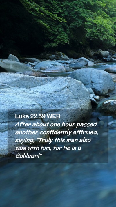 Picture 02 - Luke 22:59 WEB Mobile Phone Wallpaper - After about one hour passed, another confidently - Mobile Bible Verse Wallpaper