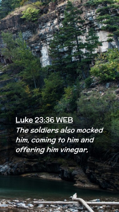 Picture 02 - Luke 23:36 WEB Mobile Phone Wallpaper - The soldiers also mocked him, coming to him and - Mobile Bible Verse Wallpaper