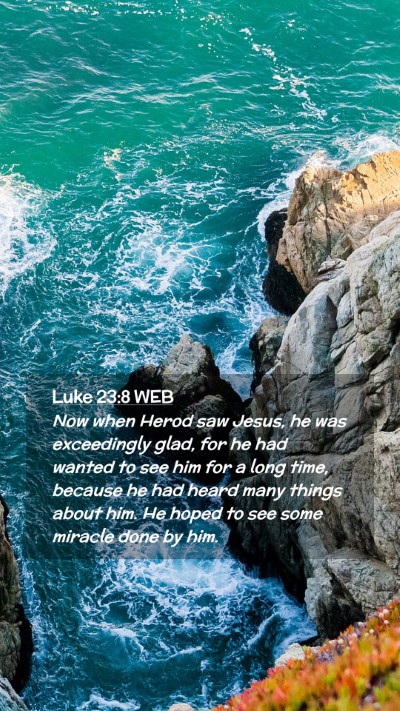 Picture 02 - Luke 23:8 WEB Mobile Phone Wallpaper - Now when Herod saw Jesus, he was exceedingly - Mobile Bible Verse Wallpaper
