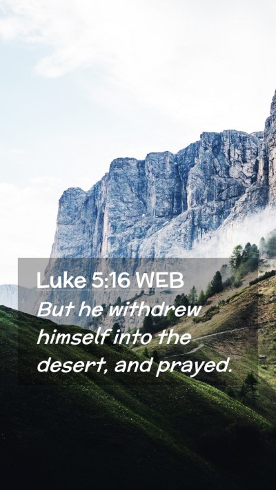 Picture 02 - Luke 5:16 WEB Mobile Phone Wallpaper - But he withdrew himself into the desert, and - Mobile Bible Verse Wallpaper