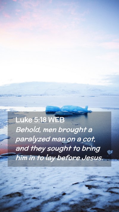 Picture 02 - Luke 5:18 WEB Mobile Phone Wallpaper - Behold, men brought a paralyzed man on a cot, and - Mobile Bible Verse Wallpaper