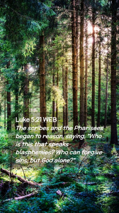 Picture 02 - Luke 5:21 WEB Mobile Phone Wallpaper - The scribes and the Pharisees began to reason, - Mobile Bible Verse Wallpaper