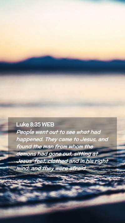 Picture 02 - Luke 8:35 WEB Mobile Phone Wallpaper - People went out to see what had happened. They - Mobile Bible Verse Wallpaper