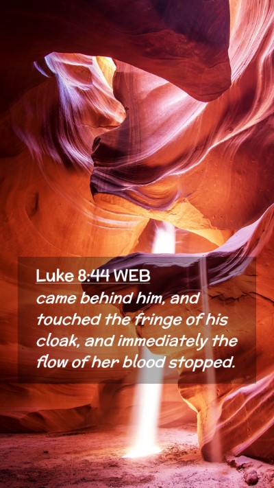 Picture 02 - Luke 8:44 WEB Mobile Phone Wallpaper - came behind him, and touched the fringe of his - Mobile Bible Verse Wallpaper
