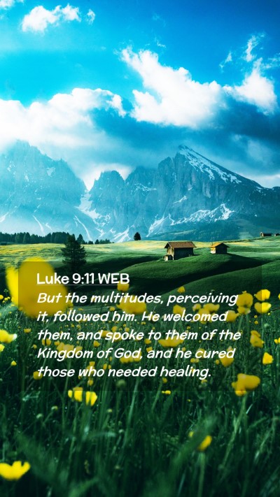 Picture 02 - Luke 9:11 WEB Mobile Phone Wallpaper - But the multitudes, perceiving it, followed him. - Mobile Bible Verse Wallpaper