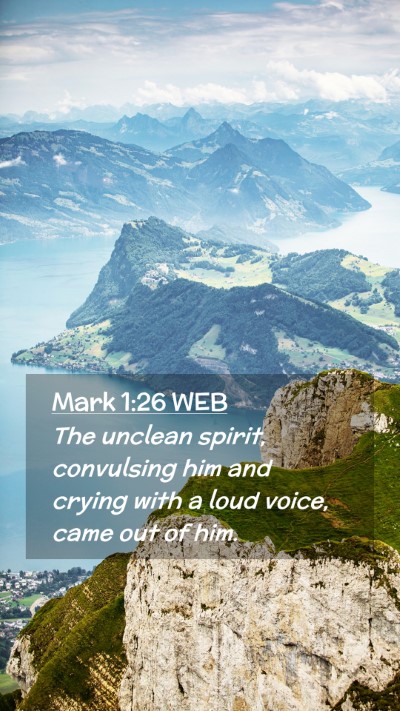 Picture 02 - Mark 1:26 WEB Mobile Phone Wallpaper - The unclean spirit, convulsing him and crying - Mobile Bible Verse Wallpaper
