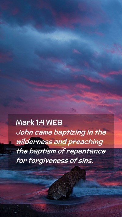 Picture 02 - Mark 1:4 WEB Mobile Phone Wallpaper - John came baptizing in the wilderness and - Mobile Bible Verse Wallpaper