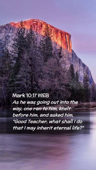 Picture 02 - Mark 10:17 WEB Mobile Phone Wallpaper - As he was going out into the way, one ran to him, - Mobile Bible Verse Wallpaper