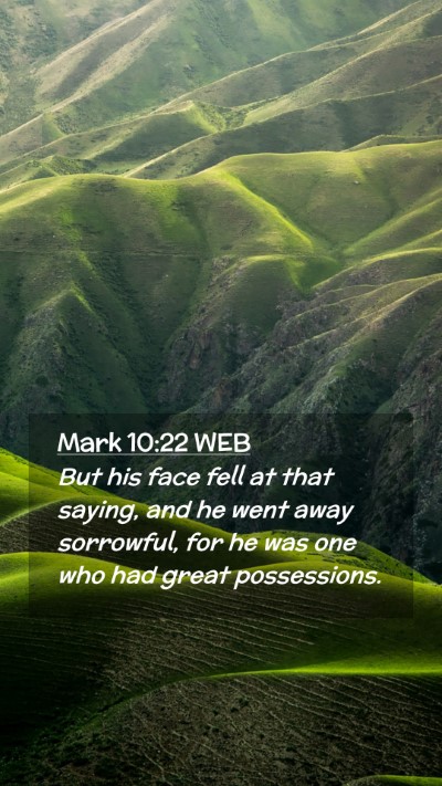 Picture 02 - Mark 10:22 WEB Mobile Phone Wallpaper - But his face fell at that saying, and he went - Mobile Bible Verse Wallpaper