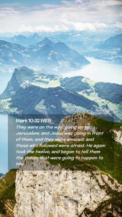 Picture 02 - Mark 10:32 WEB Mobile Phone Wallpaper - They were on the way, going up to Jerusalem; and - Mobile Bible Verse Wallpaper