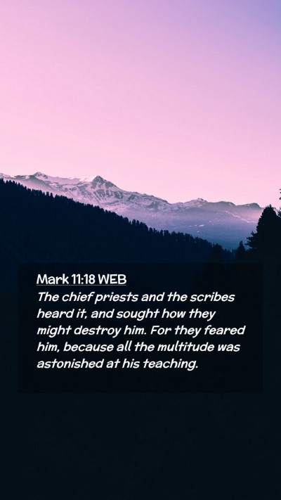 Picture 02 - Mark 11:18 WEB Mobile Phone Wallpaper - The chief priests and the scribes heard it, and - Mobile Bible Verse Wallpaper