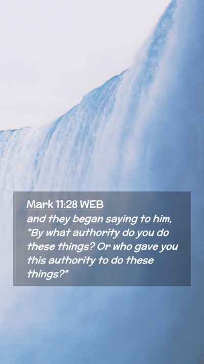 Picture 02 - Mark 11:28 WEB Mobile Phone Wallpaper - and they began saying to him, 