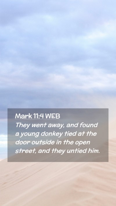Picture 02 - Mark 11:4 WEB Mobile Phone Wallpaper - They went away, and found a young donkey tied at - Mobile Bible Verse Wallpaper