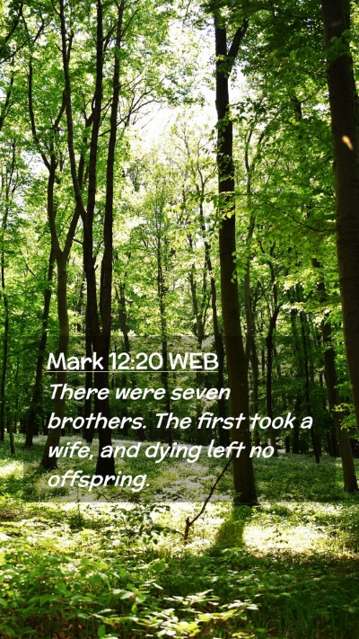 Picture 02 - Mark 12:20 WEB Mobile Phone Wallpaper - There were seven brothers. The first took a wife, - Mobile Bible Verse Wallpaper