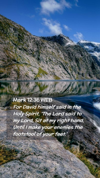 Picture 02 - Mark 12:36 WEB Mobile Phone Wallpaper - For David himself said in the Holy Spirit, 'The - Mobile Bible Verse Wallpaper