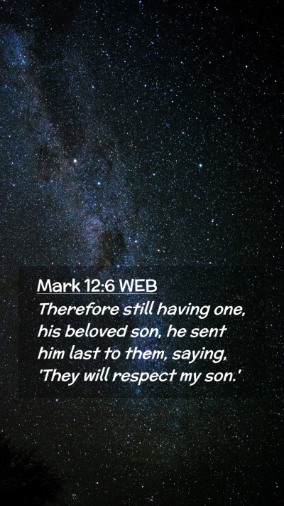 Picture 02 - Mark 12:6 WEB Mobile Phone Wallpaper - Therefore still having one, his beloved son, he - Mobile Bible Verse Wallpaper