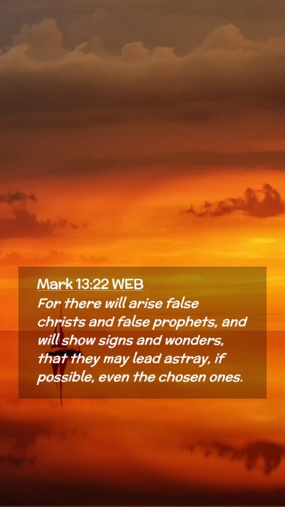 Picture 02 - Mark 13:22 WEB Mobile Phone Wallpaper - For there will arise false christs and false - Mobile Bible Verse Wallpaper
