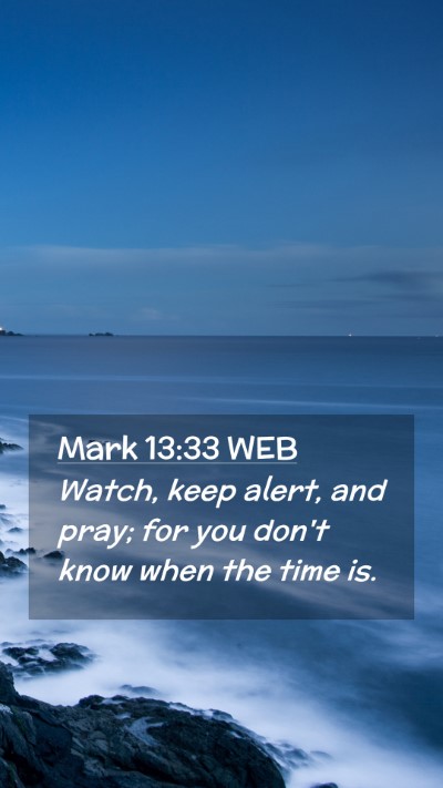 Picture 02 - Mark 13:33 WEB Mobile Phone Wallpaper - Watch, keep alert, and pray; for you don't know - Mobile Bible Verse Wallpaper