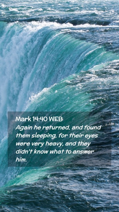 Picture 02 - Mark 14:40 WEB Mobile Phone Wallpaper - Again he returned, and found them sleeping, for - Mobile Bible Verse Wallpaper