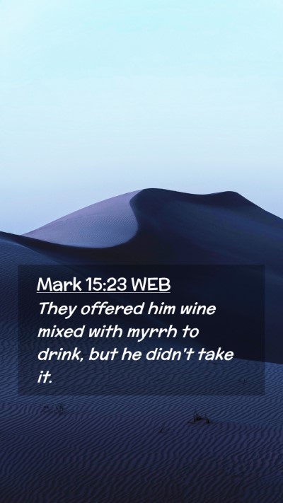 Picture 02 - Mark 15:23 WEB Mobile Phone Wallpaper - They offered him wine mixed with myrrh to drink, - Mobile Bible Verse Wallpaper