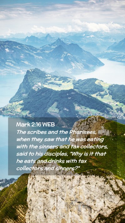 Picture 02 - Mark 2:16 WEB Mobile Phone Wallpaper - The scribes and the Pharisees, when they saw that - Mobile Bible Verse Wallpaper