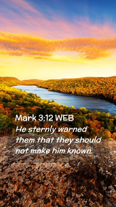 Picture 02 - Mark 3:12 WEB Mobile Phone Wallpaper - He sternly warned them that they should not make - Mobile Bible Verse Wallpaper
