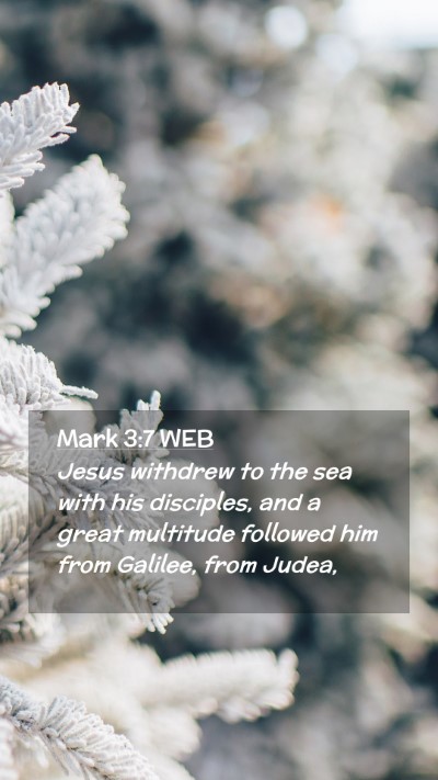 Picture 02 - Mark 3:7 WEB Mobile Phone Wallpaper - Jesus withdrew to the sea with his disciples, and - Mobile Bible Verse Wallpaper