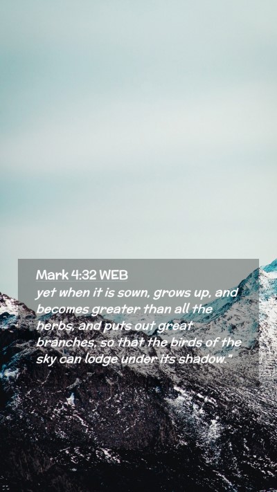 Picture 02 - Mark 4:32 WEB Mobile Phone Wallpaper - yet when it is sown, grows up, and becomes - Mobile Bible Verse Wallpaper