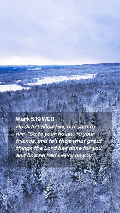 Picture 02 - Mark 5:19 WEB Mobile Phone Wallpaper - He didn't allow him, but said to him, 