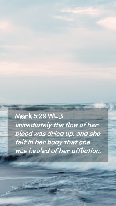 Picture 02 - Mark 5:29 WEB Mobile Phone Wallpaper - Immediately the flow of her blood was dried up, - Mobile Bible Verse Wallpaper