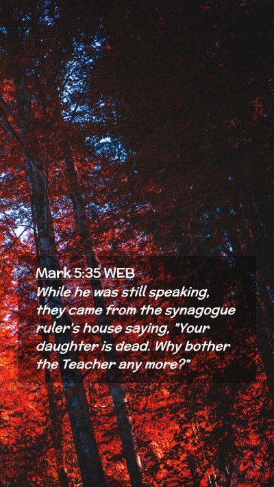 Picture 02 - Mark 5:35 WEB Mobile Phone Wallpaper - While he was still speaking, they came from the - Mobile Bible Verse Wallpaper