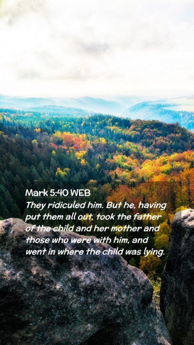 Picture 02 - Mark 5:40 WEB Mobile Phone Wallpaper - They ridiculed him. But he, having put them all - Mobile Bible Verse Wallpaper