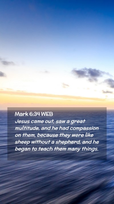Picture 02 - Mark 6:34 WEB Mobile Phone Wallpaper - Jesus came out, saw a great multitude, and he had - Mobile Bible Verse Wallpaper