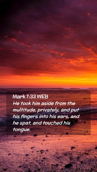 Picture 02 - Mark 7:33 WEB Mobile Phone Wallpaper - He took him aside from the multitude, privately, - Mobile Bible Verse Wallpaper