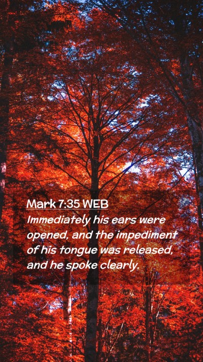 Picture 02 - Mark 7:35 WEB Mobile Phone Wallpaper - Immediately his ears were opened, and the - Mobile Bible Verse Wallpaper