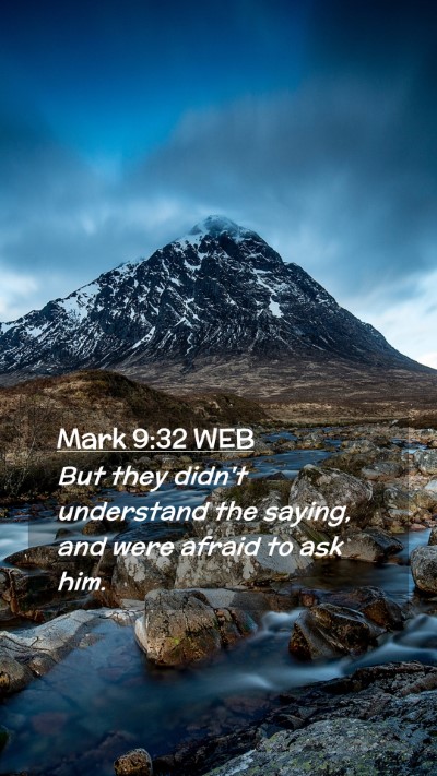 Picture 02 - Mark 9:32 WEB Mobile Phone Wallpaper - But they didn't understand the saying, and were - Mobile Bible Verse Wallpaper