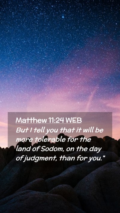 Picture 02 - Matthew 11:24 WEB Mobile Phone Wallpaper - But I tell you that it will be more tolerable for - Mobile Bible Verse Wallpaper