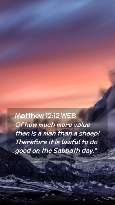 Picture 02 - Matthew 12:12 WEB Mobile Phone Wallpaper - Of how much more value then is a man than a - Mobile Bible Verse Wallpaper