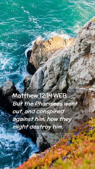 Picture 02 - Matthew 12:14 WEB Mobile Phone Wallpaper - But the Pharisees went out, and conspired against - Mobile Bible Verse Wallpaper