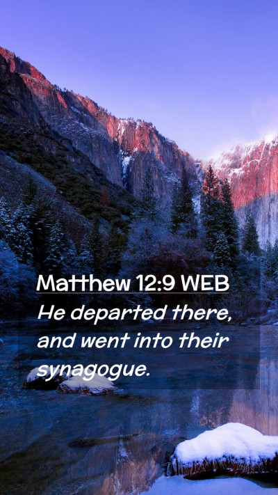 Picture 02 - Matthew 12:9 WEB Mobile Phone Wallpaper - He departed there, and went into their - Mobile Bible Verse Wallpaper