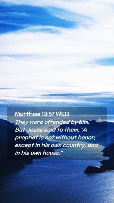 Picture 02 - Matthew 13:57 WEB Mobile Phone Wallpaper - They were offended by him. But Jesus said to - Mobile Bible Verse Wallpaper