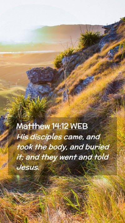 Picture 02 - Matthew 14:12 WEB Mobile Phone Wallpaper - His disciples came, and took the body, and buried - Mobile Bible Verse Wallpaper