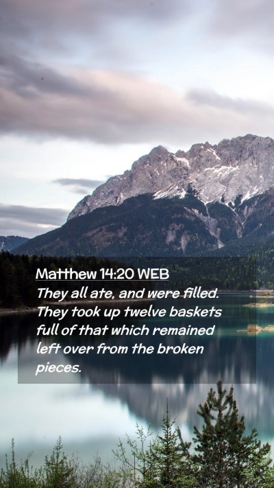 Picture 02 - Matthew 14:20 WEB Mobile Phone Wallpaper - They all ate, and were filled. They took up - Mobile Bible Verse Wallpaper